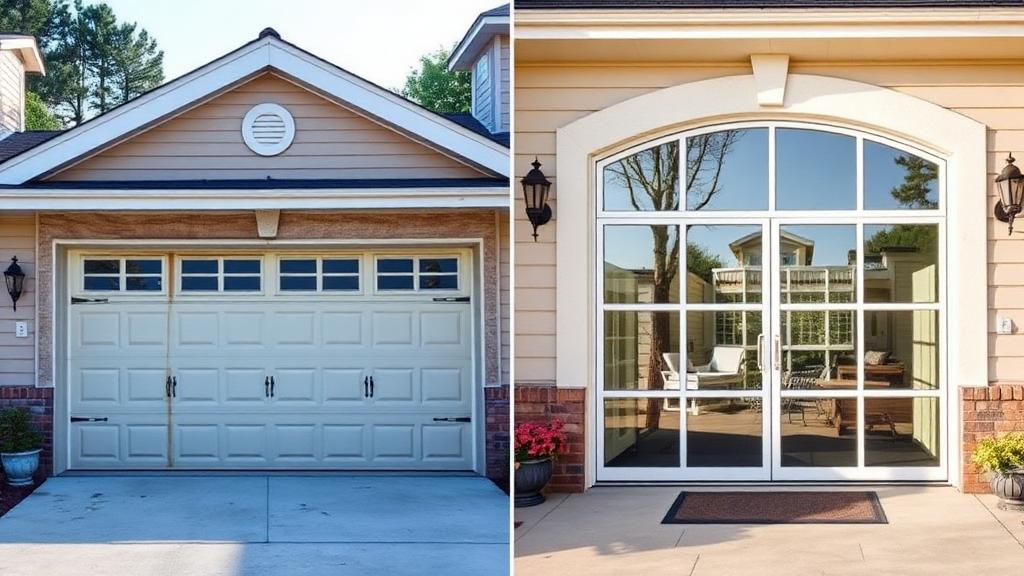 Before and after garage door replacement